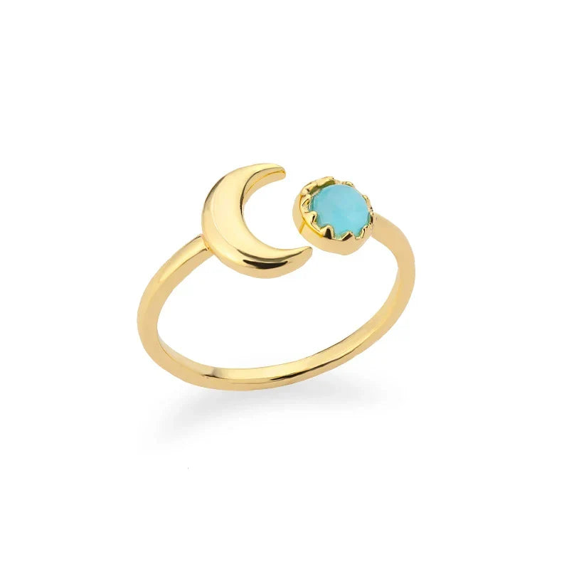 Stainless Steel Lotus Flower Ring for Women Gold Color Vintage Stone Opal Oval Flower Ring Fashion Aesthetic Jewelry Gift