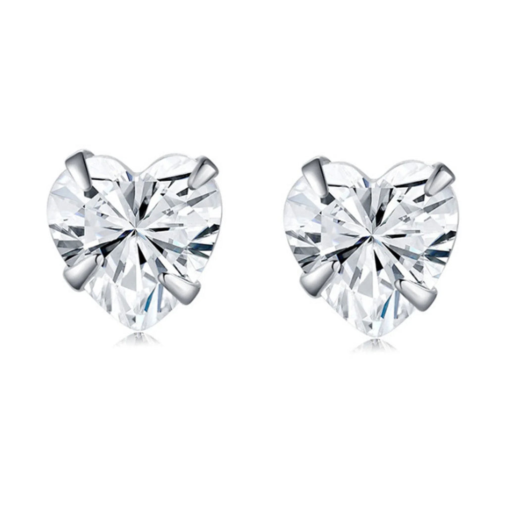 S925Silver Love zircon earrings for women, fashionable and simple ins, heart shaped earrings, personality and temperament