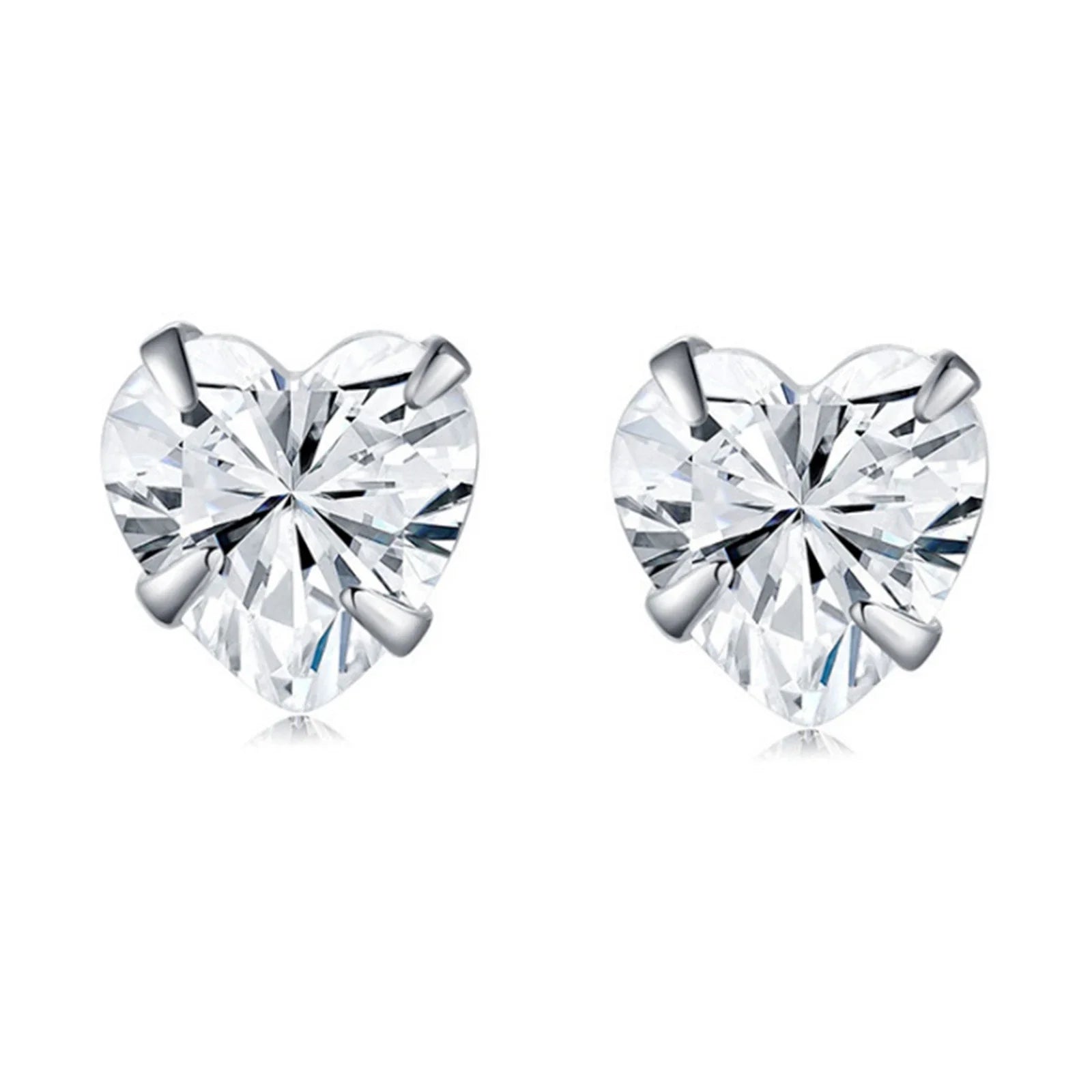 S925Silver Love zircon earrings for women, fashionable and simple ins, heart shaped earrings, personality and temperament