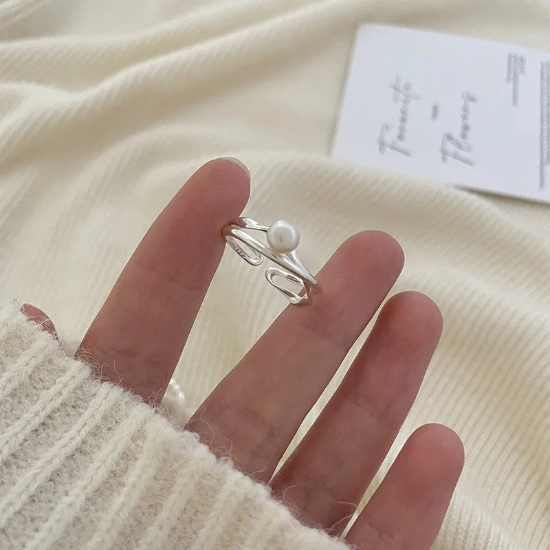 VENTFILLE 925 Sterling Silver Finger Rings New Fashion Creative Cross Hollow Chain Geometric Party Jewelry Gifts