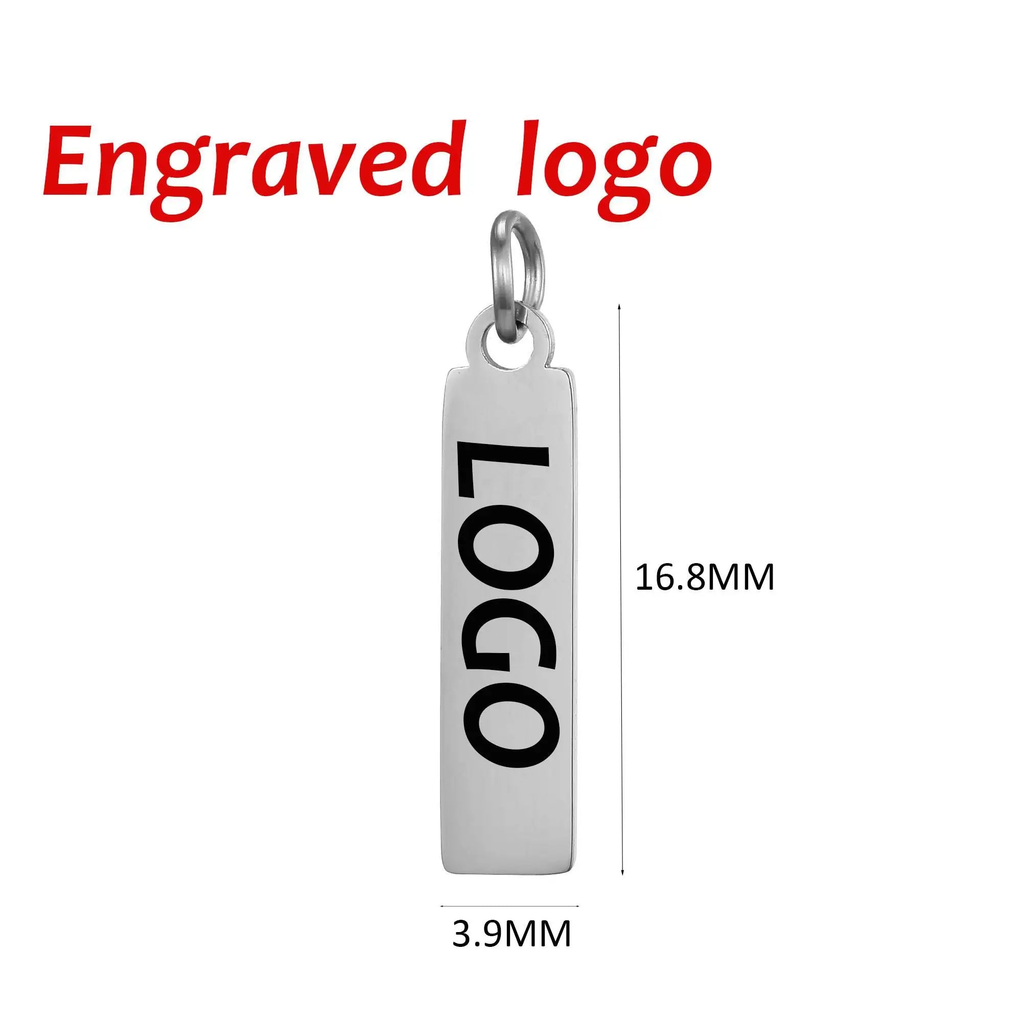 SUNIBI Custom Logo Tags Stainless Steel Charms for Necklace Bracelets 6 Sizes to Choose Jewelry