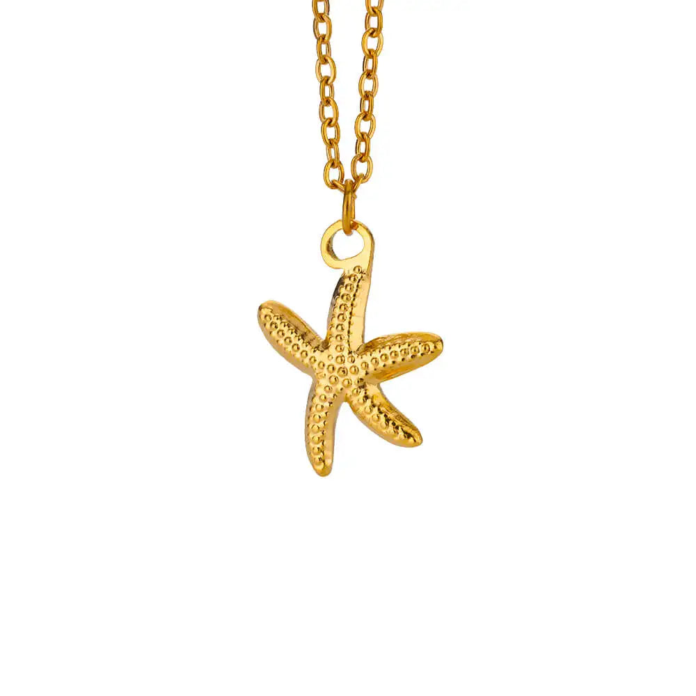 Vintage Starfish Shell Pearl Necklace For Women Gold Color Stainless Steel Pendant Shell Necklace Aesthetic  Summer Jewelry Gift