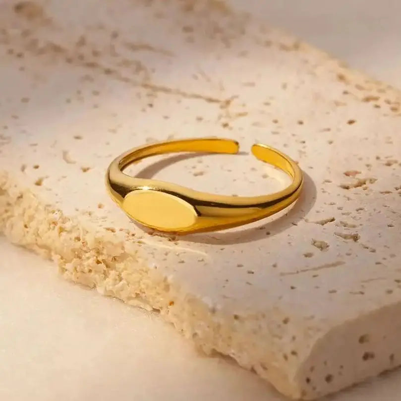 Fashion Oval Rings For Women Gold Color Stainless Steel Geometric Openning Ring Wedding Statement Jewelry 2024 Trend Gift BFF