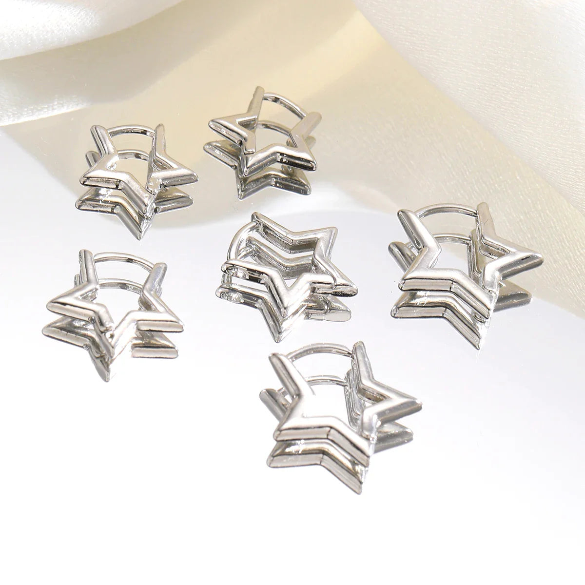 3 Pairs/set Punk Geometric Star Hoop Earrings for Women Simple Gold Color Copper Metal Circle Huggie Earrings New Unisex Jewelry