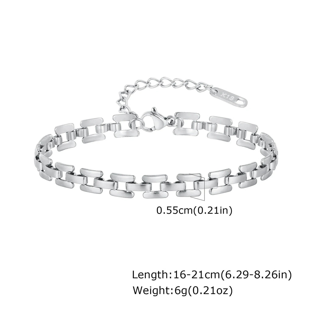 Women Chain Bracelet Silver Color, Stainless Steel Link Stackable Bracelets, Layered Fashion Accessories Gifts