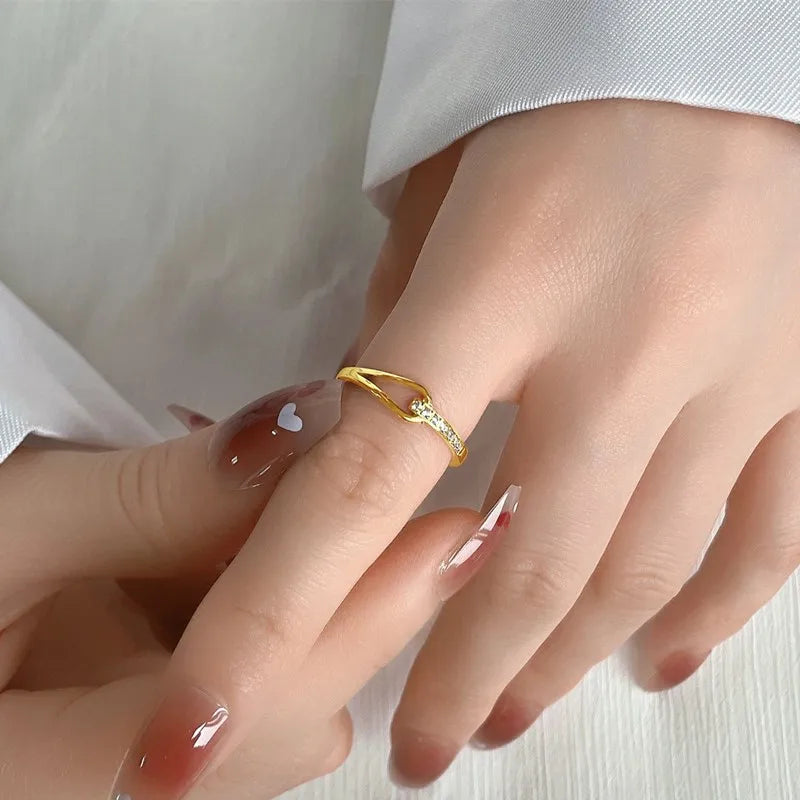 Stainless Steel Pave CZ Hollow Ring Wedding Band for Women Girl Size 5-10
