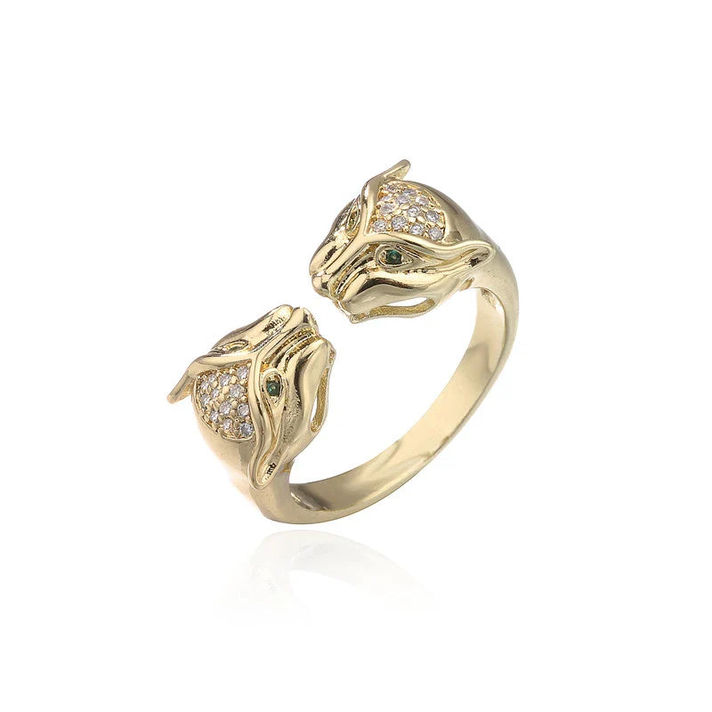 2025 New Fashion Statement Big Animal Ring For Women Girl Party Jewelry Gold Color Hollow Leopard Open Ring Wholesale