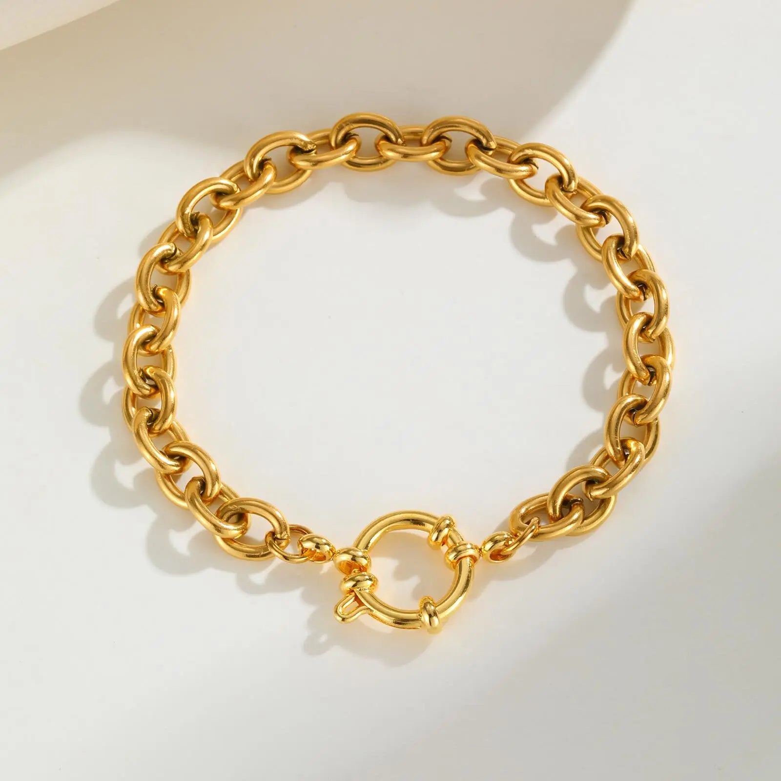 Paperclip Chain Choker Necklace, Women's Stainless Steel Spring Buckle Penddant Necklace, Waterproof 18k Gold Plated Jewelry