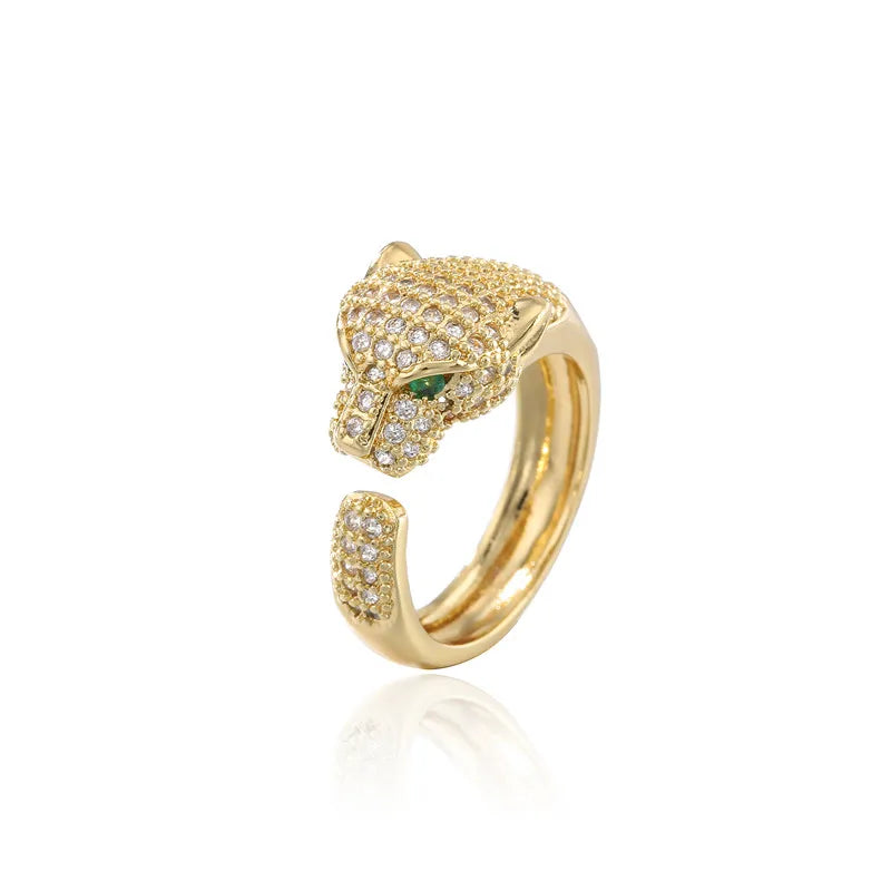 2025 New Fashion Statement Big Animal Ring For Women Girl Party Jewelry Gold Color Hollow Leopard Open Ring Wholesale