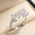 Hot New 925 Sterling Silver Pear Cut Emerald cut Simulated Diamond Wedding Party Vintage Adjustable  Ring Fine Jewelry Gifts