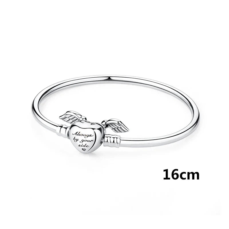 Original 925 Sterling Silver Bracelets Bangles Love Family Friends Heart Charms Beads Bangle For Women DIY Luxury Jewelry Gift