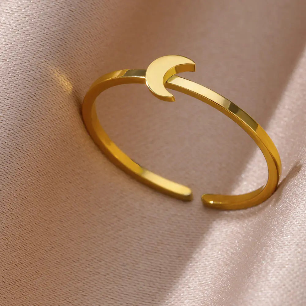 Stainless Steel Small Heart Rings For Women Vintage Gold Color Cross Openning Geometric Ring Fashion Wedding Jewerly Gift 2024
