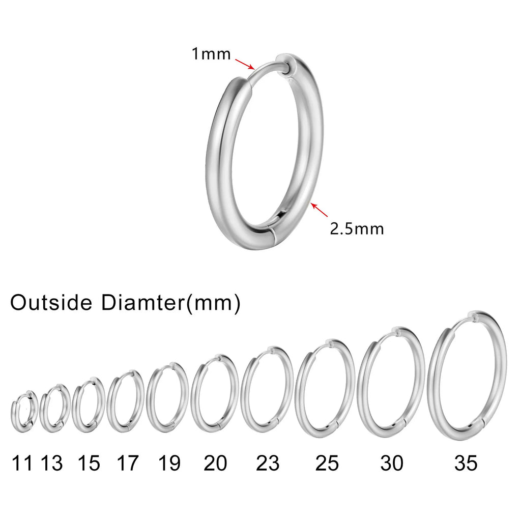 Minimalist Circle Hoop Earrings for Women, Simple Stainless Steel Round Huggies Earring