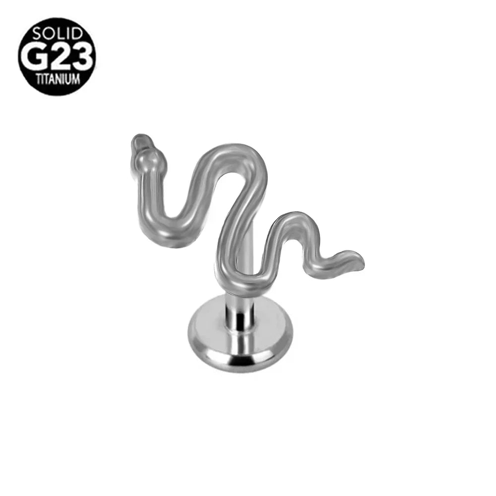G23 Titanium Snake Bee Feather Labret Piercing 16G Internal Thread Earring Stud Cartilage Helix Body Jewelry