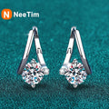 NeeTim 1 Carat Moissanite Earrings For Women 925 Sterling Silver Ear Stud Hoops Diamond  Engagement Wedding Fine Jewelry Gift