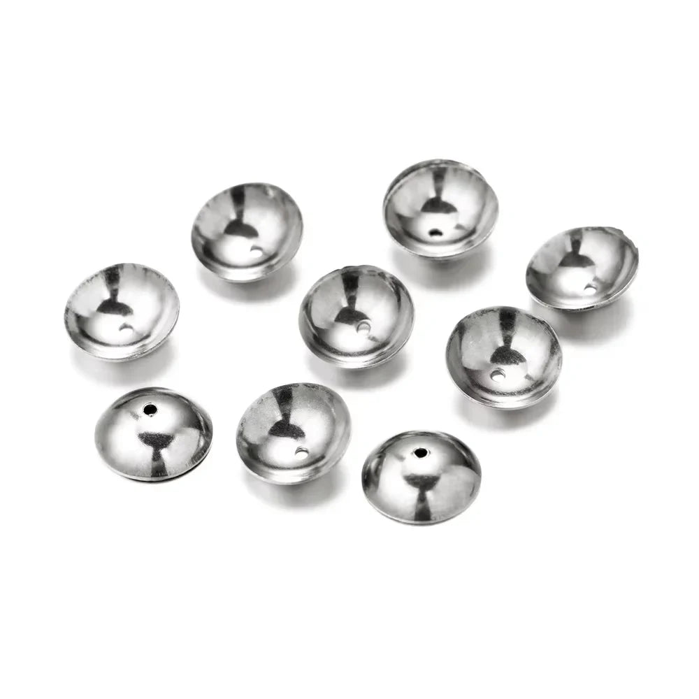 50pcs 3 4 5 6 8mm Stainless Steel Round Bead Caps Spacer Beads End Cap Connectors For DIY Necklace Jewelry Making Accessories