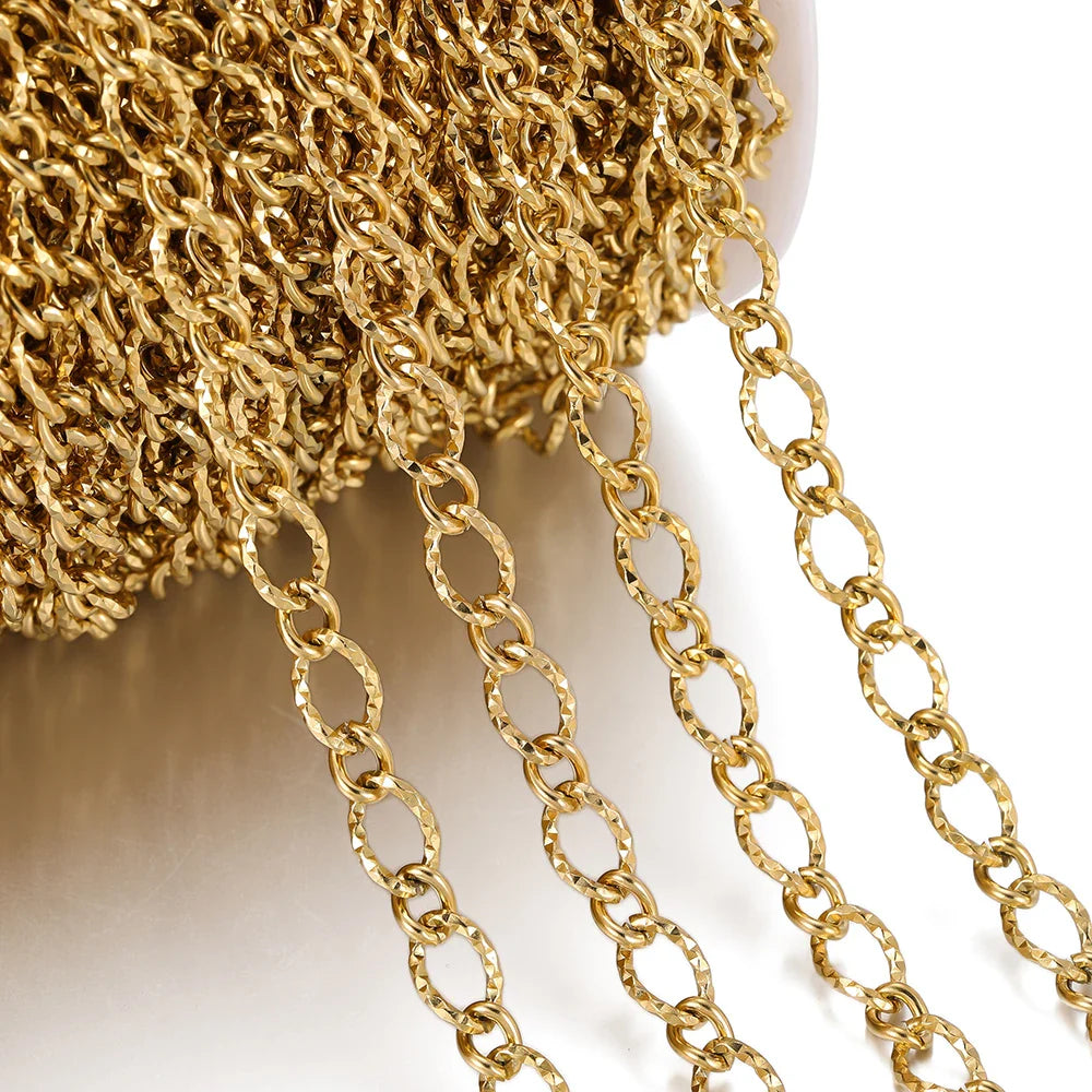1Meter/Pack 304 Stainless Steel Knot Gold Steel Color Handmade Chains for DIY Necklace Bracelets Jewelry Making Accessories