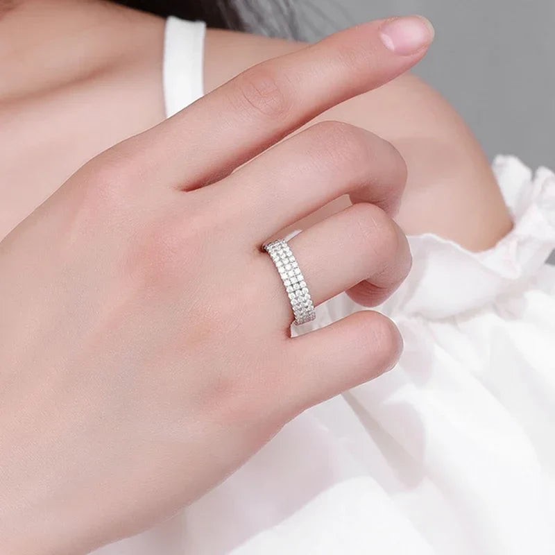 NeeTim Full Moissanite Ring Sterling Silver 925 with Gold Plated Wedding Engagement Eternity Band Patry Luxury Jewelry for Women