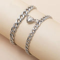 2Pcs/set Magnet Couple Bracelets Heart Attraction Bracelet Stainless Steel Charm Simple Cuban Chains Key Lock Jewelry Gifts