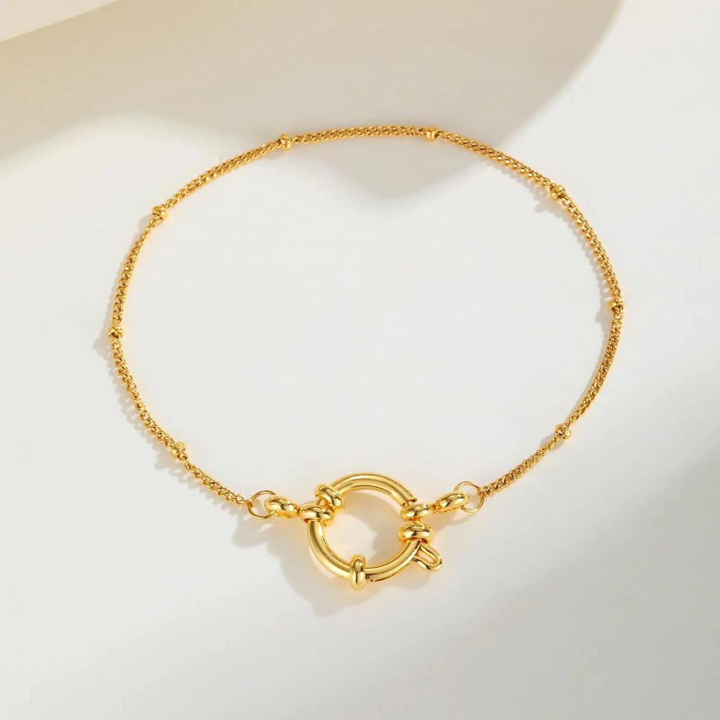Paperclip Chain Choker Necklace, Women's Stainless Steel Spring Buckle Penddant Necklace, Waterproof 18k Gold Plated Jewelry