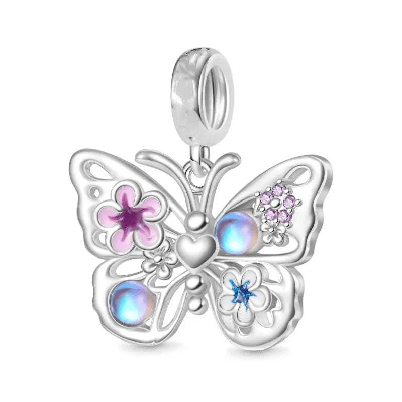 2026 925 Silver Flower, Butterfly, Highland Cow, Motorcycle Pendant Fit European Original Bracelet DIY Jewelry Exquisite Jewelry