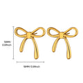 Stainless Steel Thin Bowknot Earrings For Women Gold Color Aesthetic Earring Wedding Christmas Fashion Jewelry Accessories
