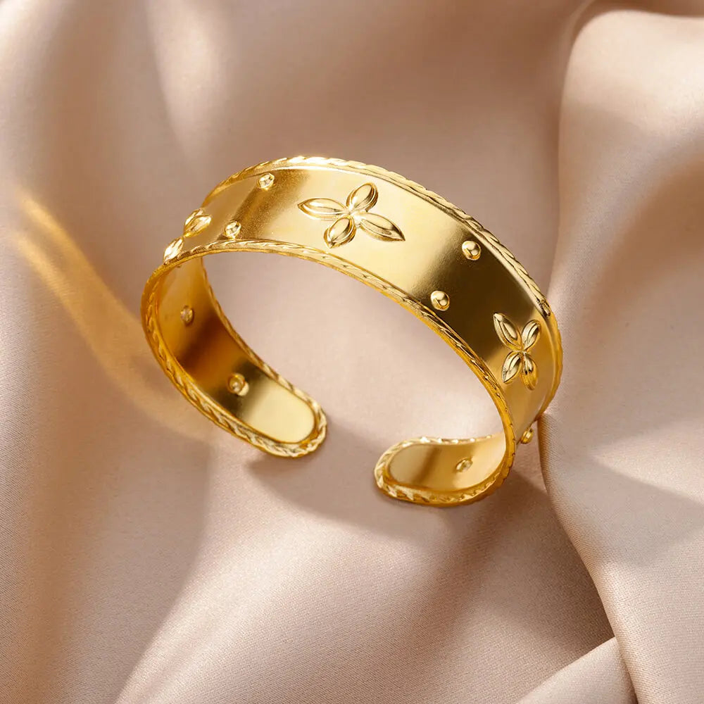 Snake Bangle Bracelet For Women Stainless Steel Opening Gold Plated Opening Bangle Animal Aesthetic Jewelry pulseras mujer
