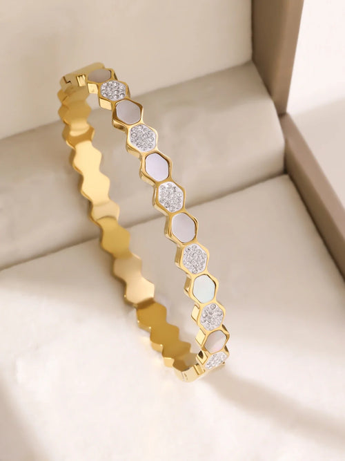 1pieces/set women's wedding jewelry party holiday Valentine's Day gift stainless steel bracelet plated with 18K gold bracelet