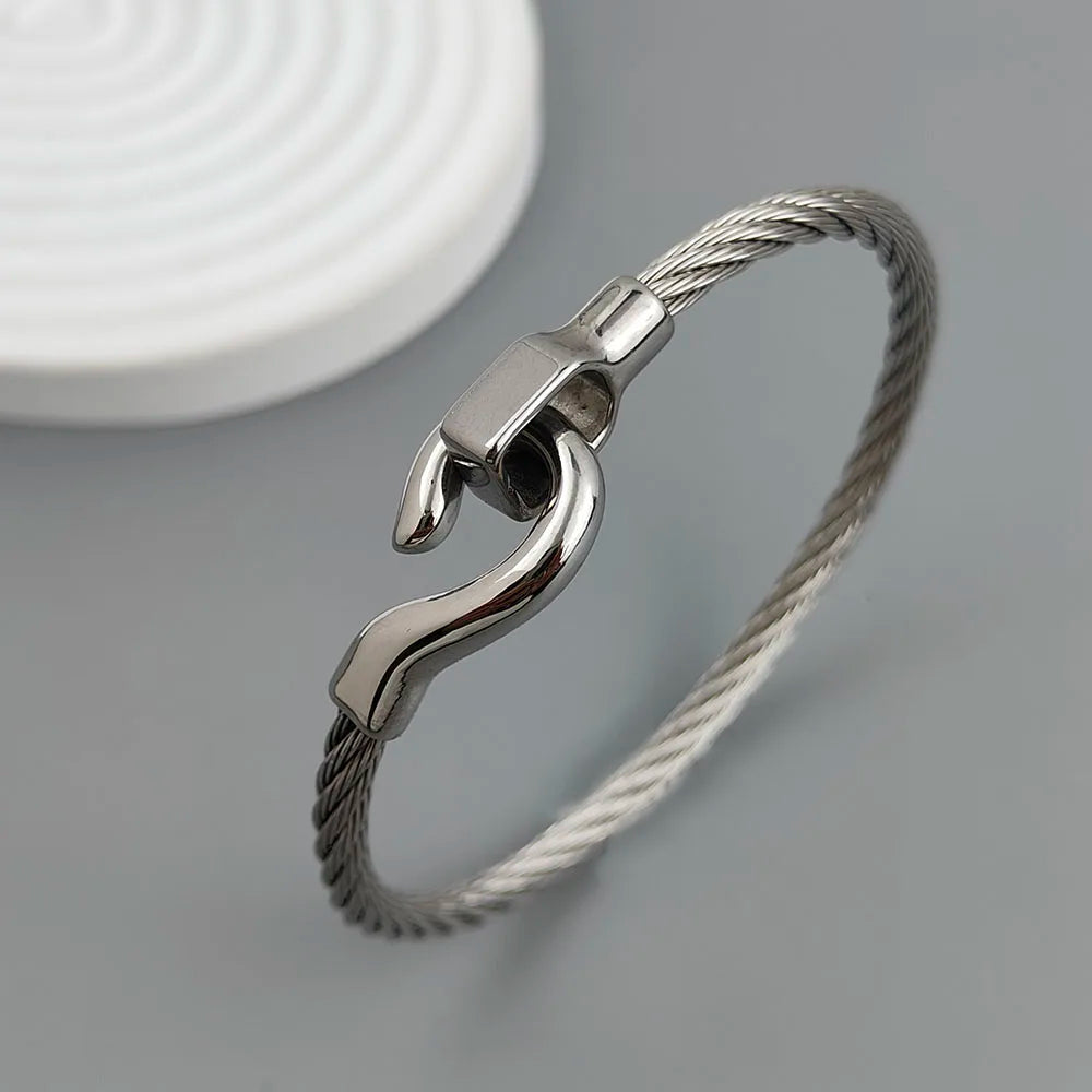 New steel wire button hook gold-plated stainless steel bracelet 18K, high quality waterproof couple bracelet, wife gift