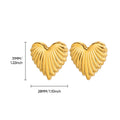 Heart Stripe Chunky Stud Earrings for Women Stainless Steel Gold Color Wedding Aesthetic Earring New Jewelry Accessories BFF