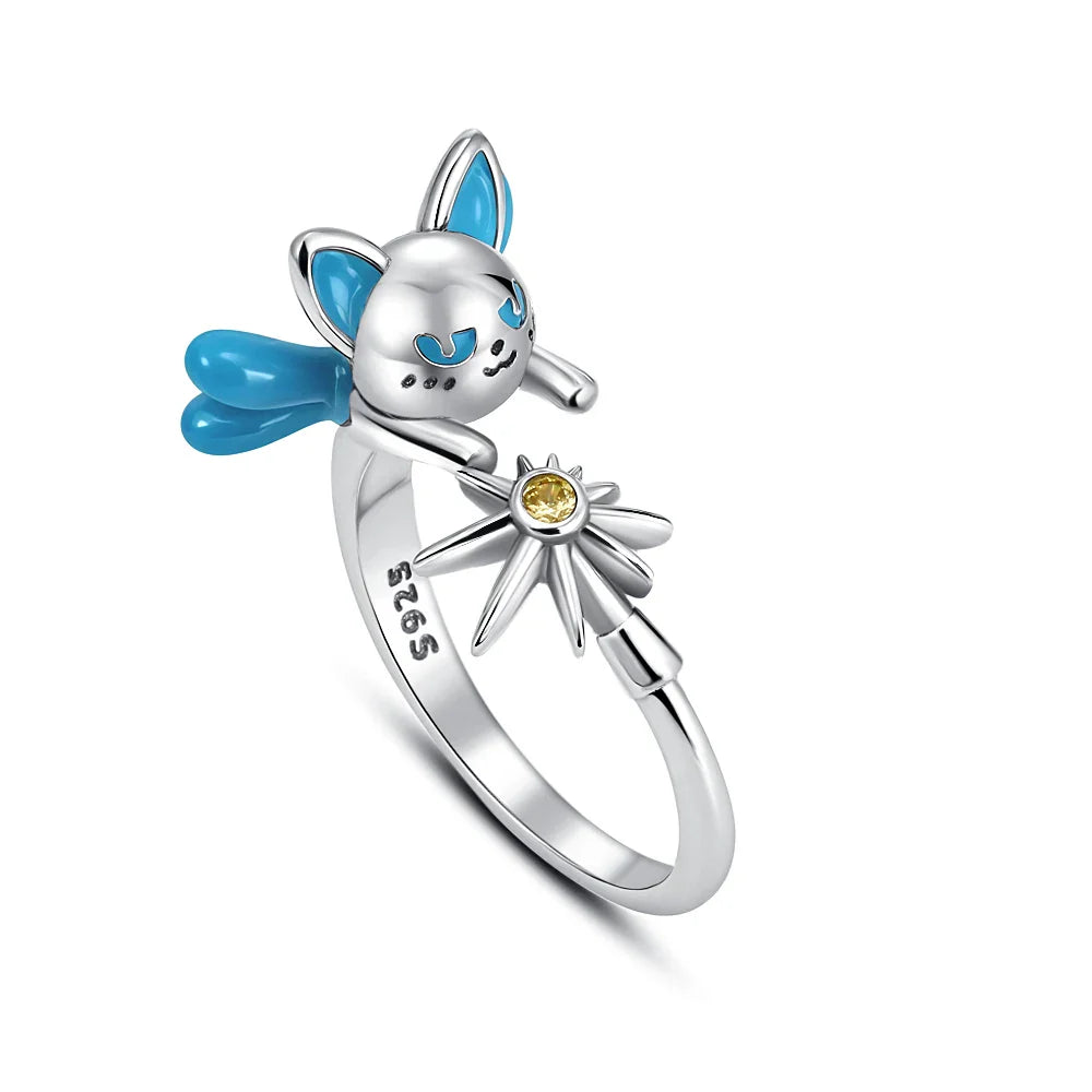 2026 Hot Selling 925 Silver Cute Puppy Flower Elephant Clover Ring Suitable for Wedding Rings, Jewelry Gifts