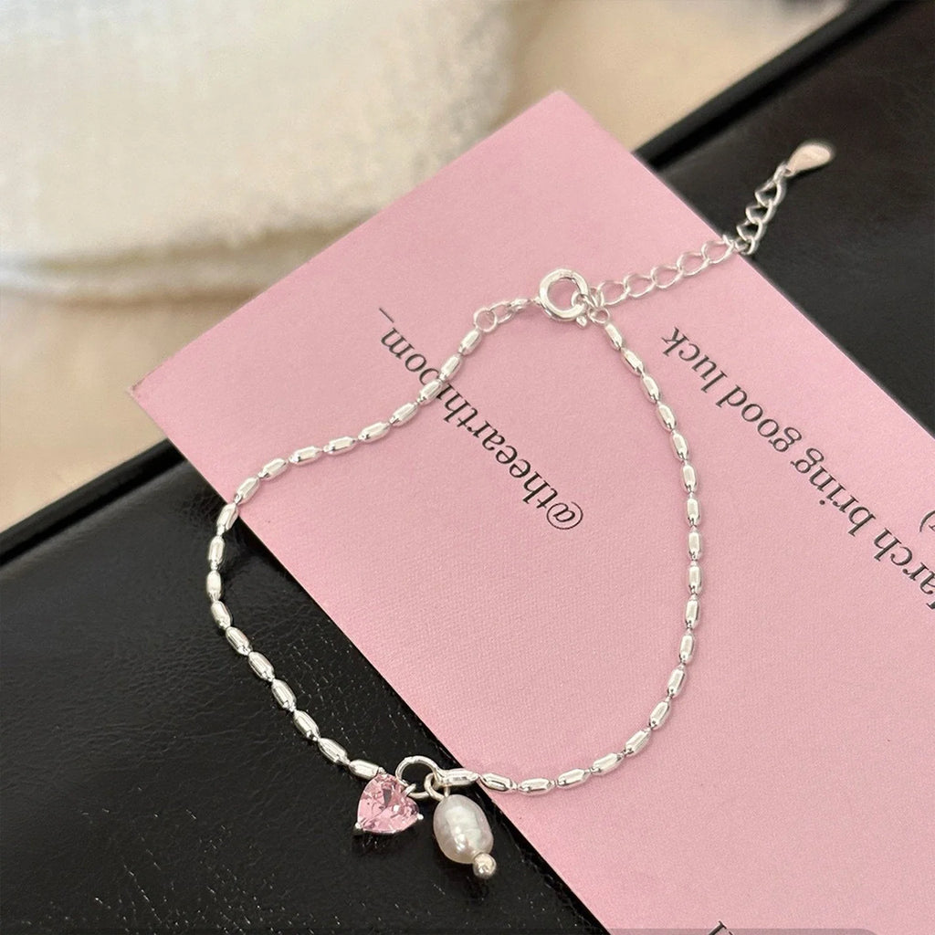 925 Silver Double Layer Pearl Bracelet for Women Girl Design Bead  Jewelry