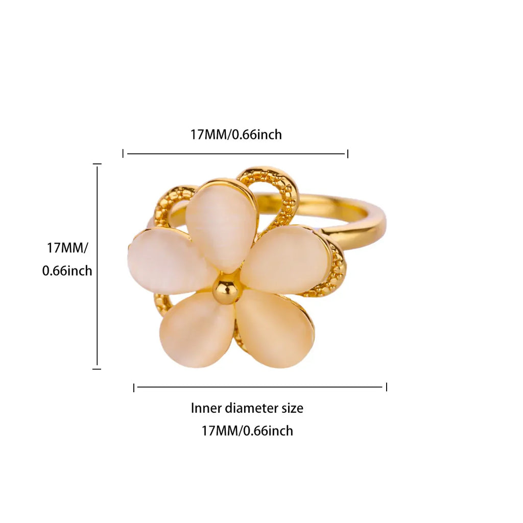 Luxury Zircon Rotable Flower Heart Rings For Women Stainless Steel Gold Color Open Ring 2025 New Fashion Wedding Couple Jewelry