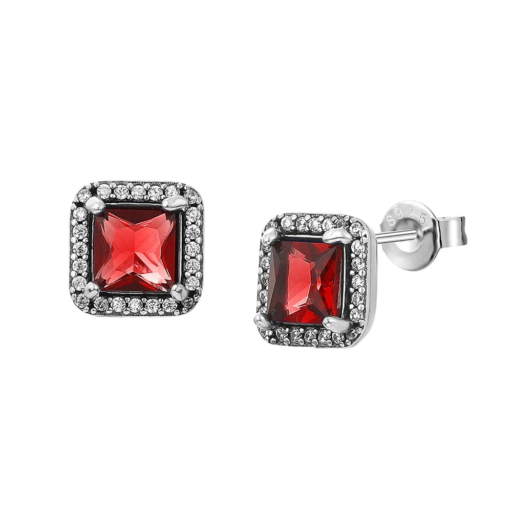 Christmas Gift Hot Selling 925 Silver Blue Stone Flower Stud Earrings Fit Women's Festival Exquisite Charm Jewelry Gifts