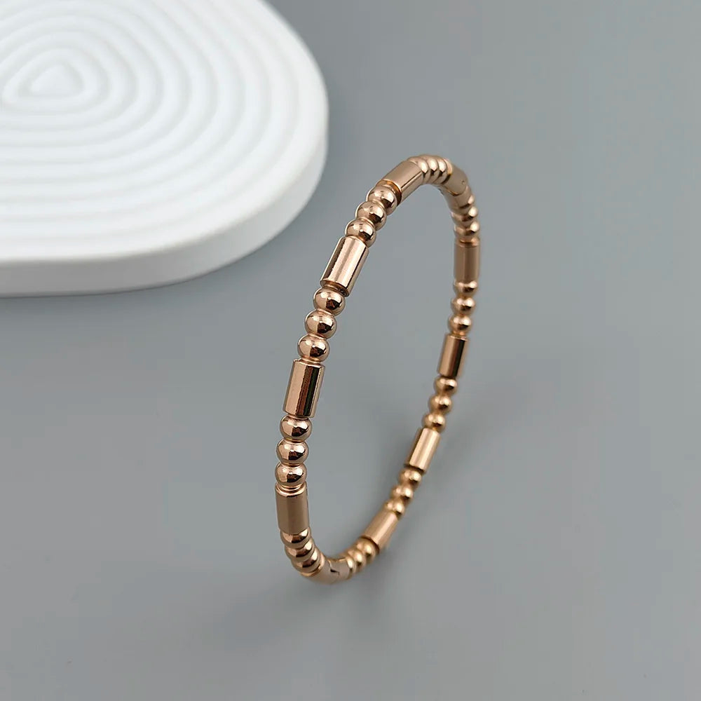 New stainless steel ball bead gold-plated bracelet, classic O-shaped silver bracelet for women, wedding party jewelry