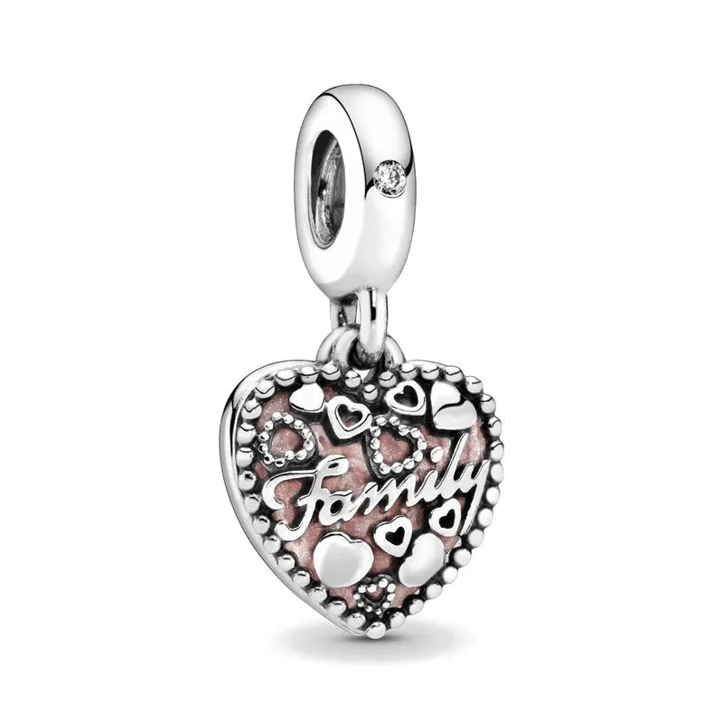 Hot selling 925 silver pink series flower dog paw heart-shaped pendant, Fit original bracelet DIY accessories, exquisite jewelry