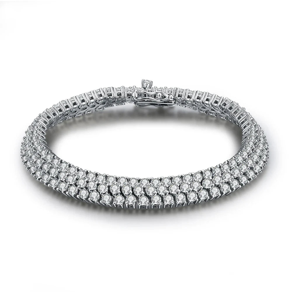 MINTYBOX S925 Sterling Silver All Moissanite Tennis Bracelet for Women D VVS1 Diamond Gold Plated Luxury Wedding Fine Jewelry