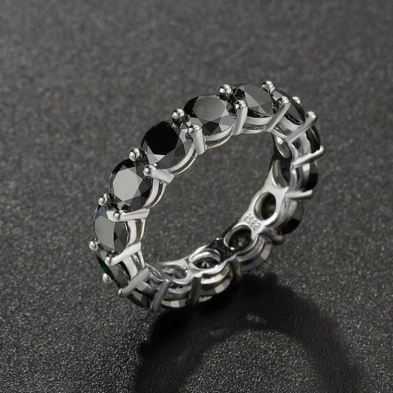 NeeTim 5mm Full Moissanite Ring for Woman Wedding 925 Sterling Silver Rings Lab Diamond Engagement Eternal Band Fine Jewelry