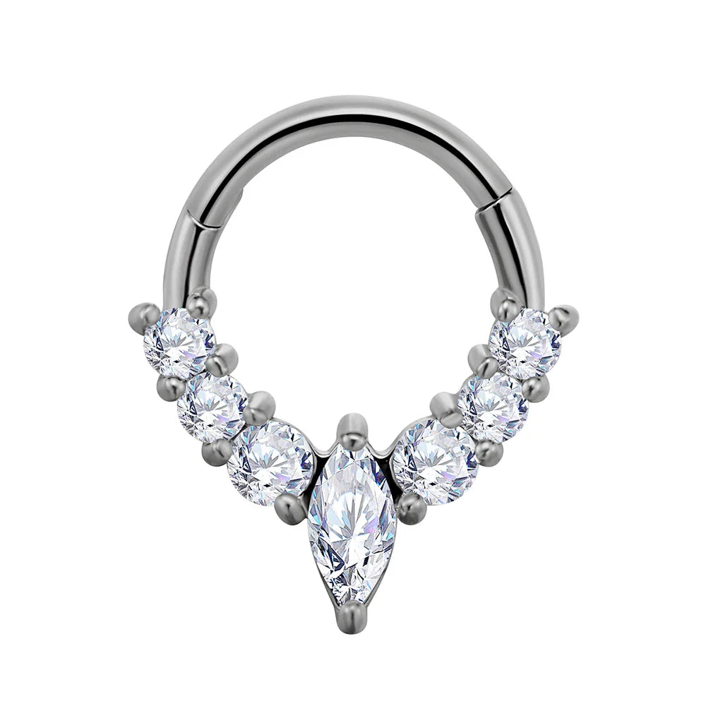 Flowers Nose Ring Septum 100% 316L Surgical Steel Zircon Clicker Daith Piercing Ear Cartilage Helix Hoop Flowers Water Drops