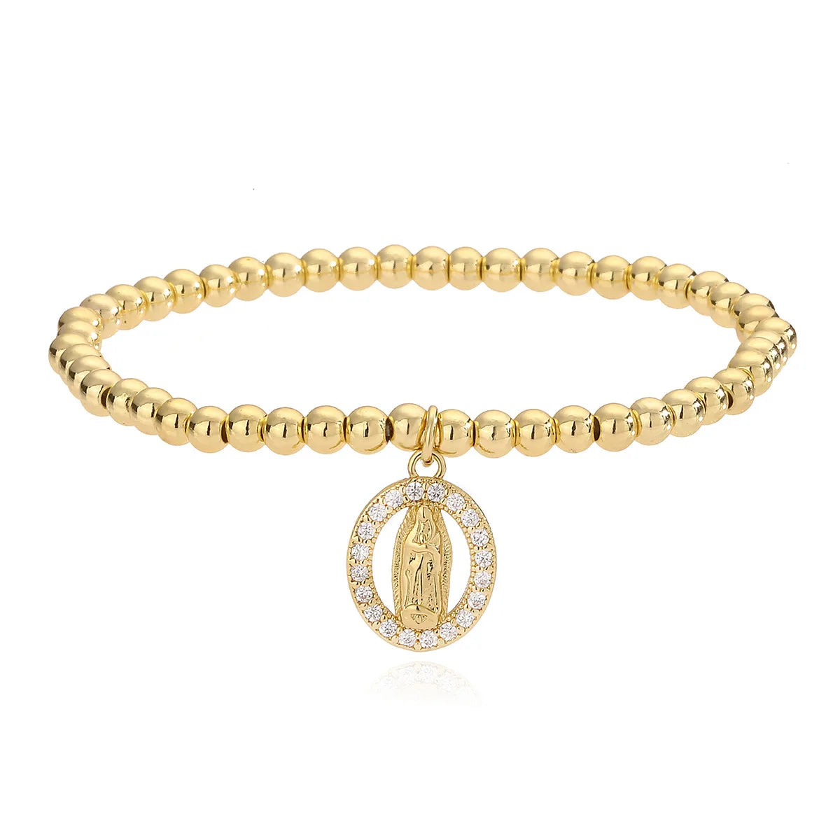 NEWBUY 2026 Fashion Gold Color Box Chain Virgin Mary Charm Bracelets For Women Shiny CZ Zircon Jewelry