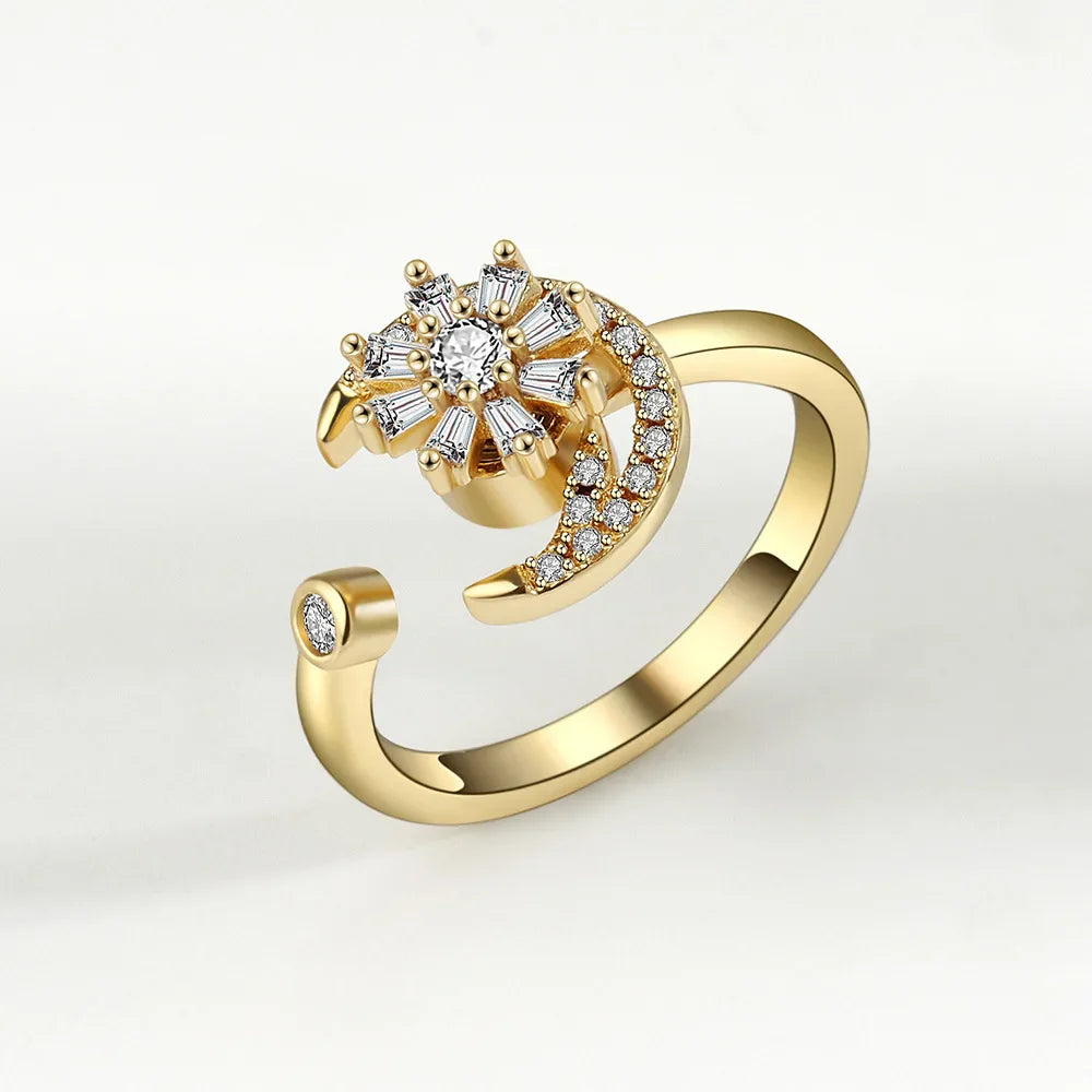 2025 New Rotating Anxiety Knuckle Ring For Women Adjustable And Stackable Open Couple Rings Party Jewelry Gifts Anillo