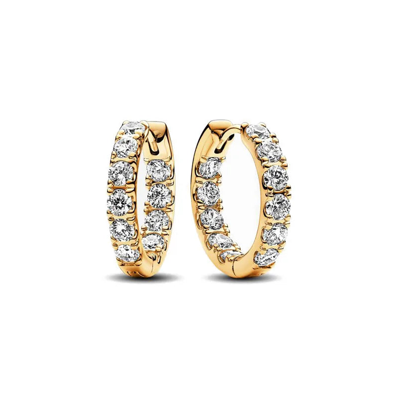 European New Cross Sunflower Gold Color Stud Earrings, Fit Women's Festival Exquisite Charm Jewelry Gifts  925 Silver