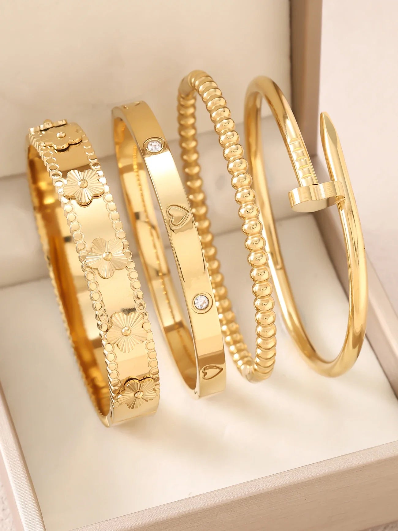 1pieces/set women's wedding jewelry party holiday Valentine's Day gift stainless steel bracelet plated with 18K gold bracelet