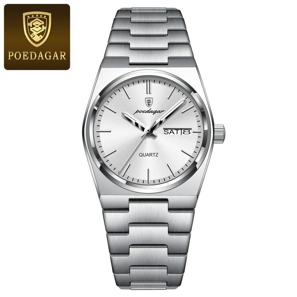POEDAGAR Luxury Woman Watch Waterproof Luminous Fashion Quartz Ladies Wristwatch Date Week Stainless Steel Women's Watches Reloj