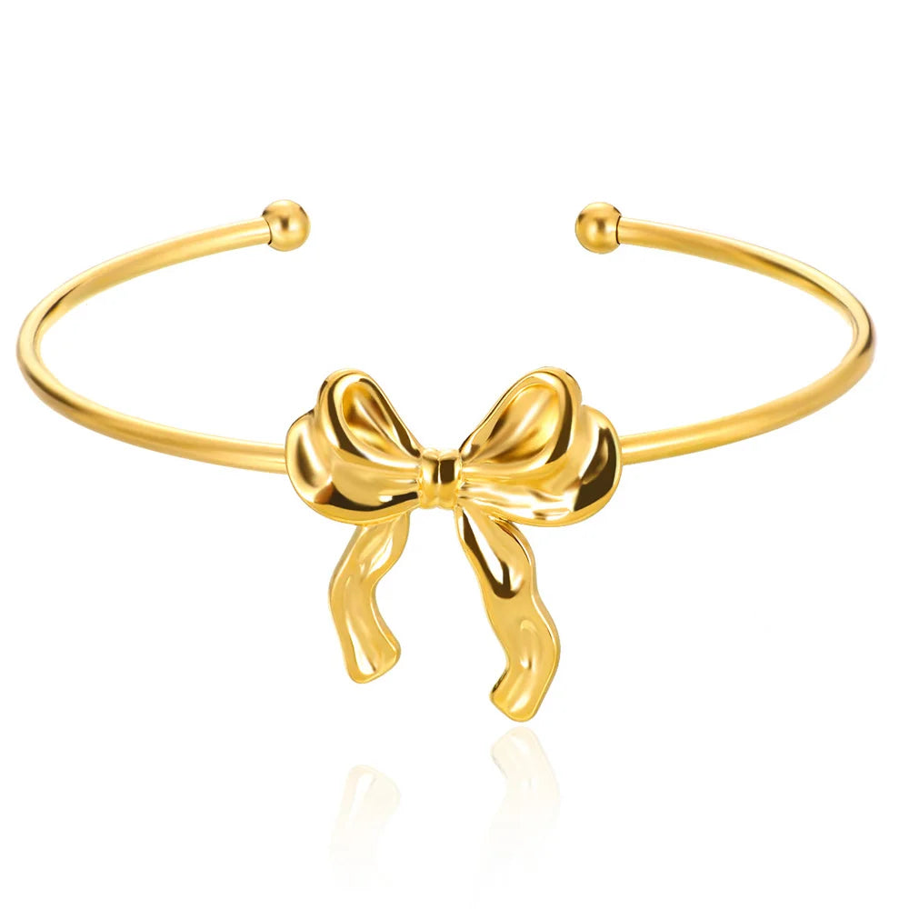 Exquisite Classic Bump Pattern Openning Bangles Bracelet For Women Cuff Bracelet Gold Color Stainless Steel Hand Ornament Gift