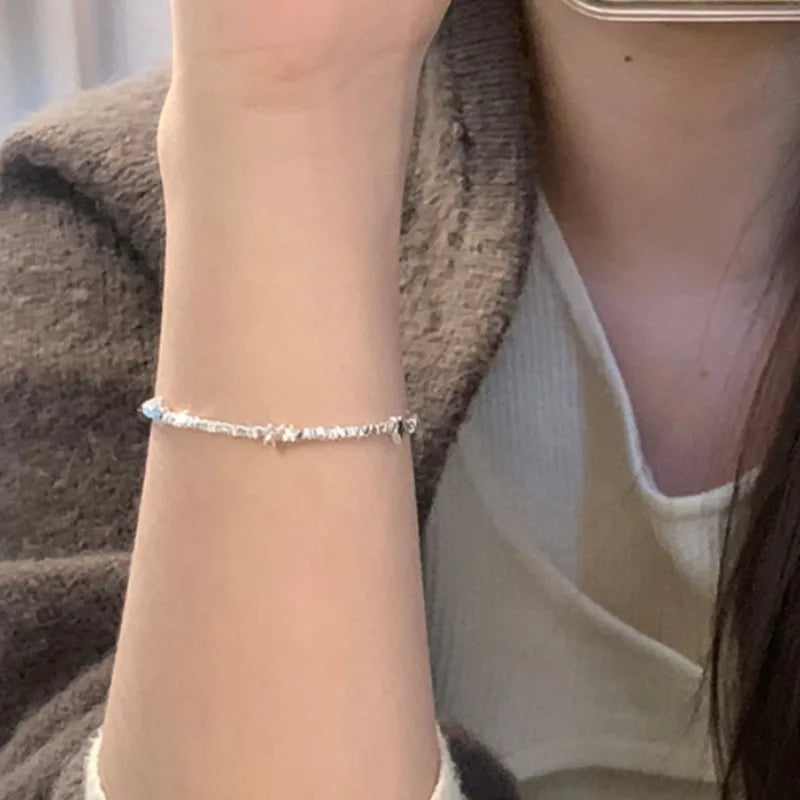 925 Sterling Silver Star Bead Bracelet For Women Fragmented Silver Sweet Romantic Versatile Trend Jewelry Gifts Dropshipping