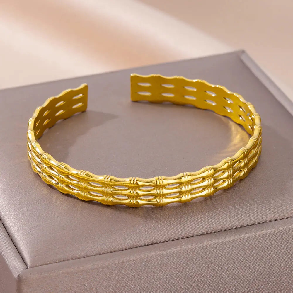 Snake Bangle Bracelet For Women Stainless Steel Opening Gold Plated Opening Bangle Animal Aesthetic Jewelry pulseras mujer