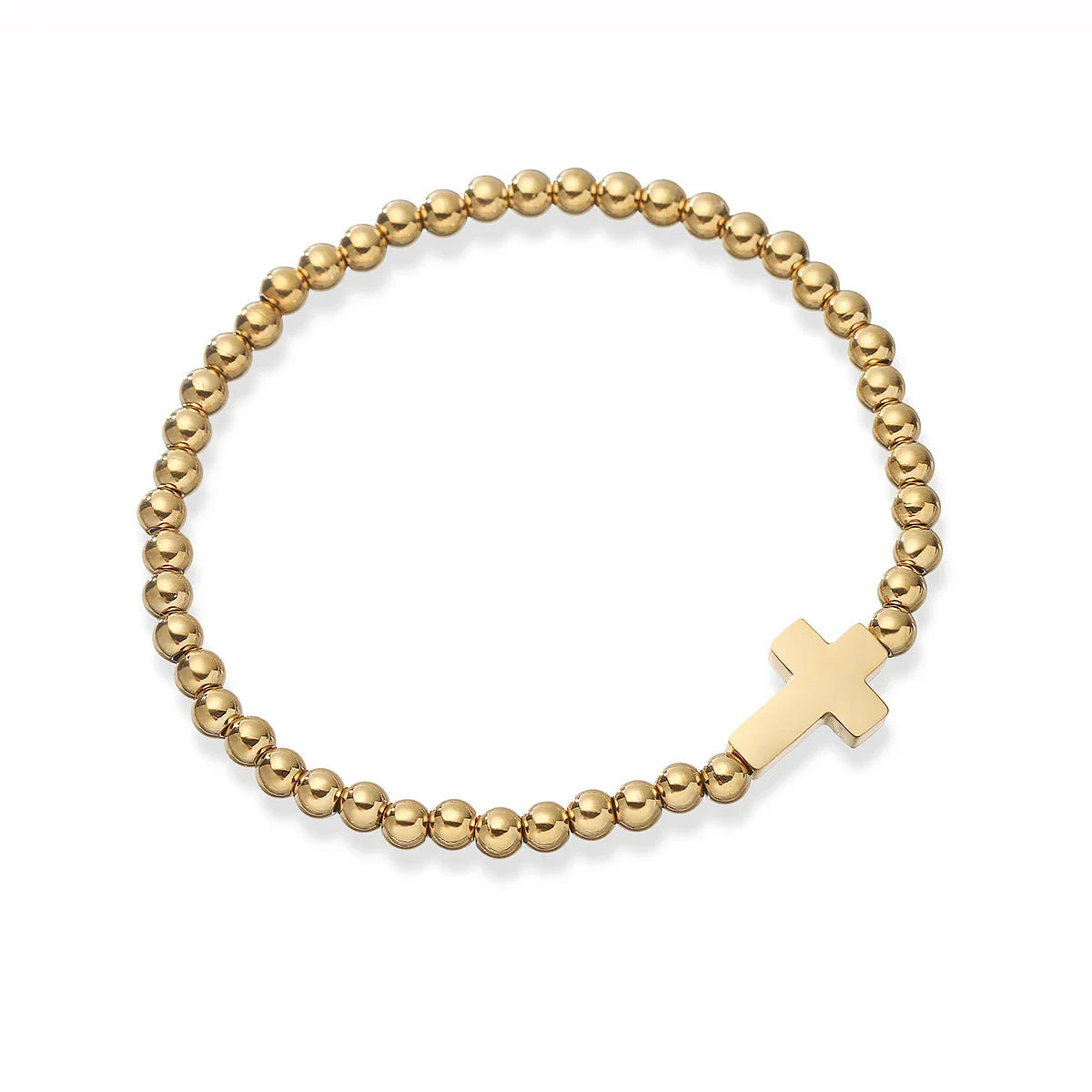NEWBUY High Quality Non-Fading Stainless Steel Jewelry Silver/Gold Color Beads Cross Charm Bracelets For Women Men
