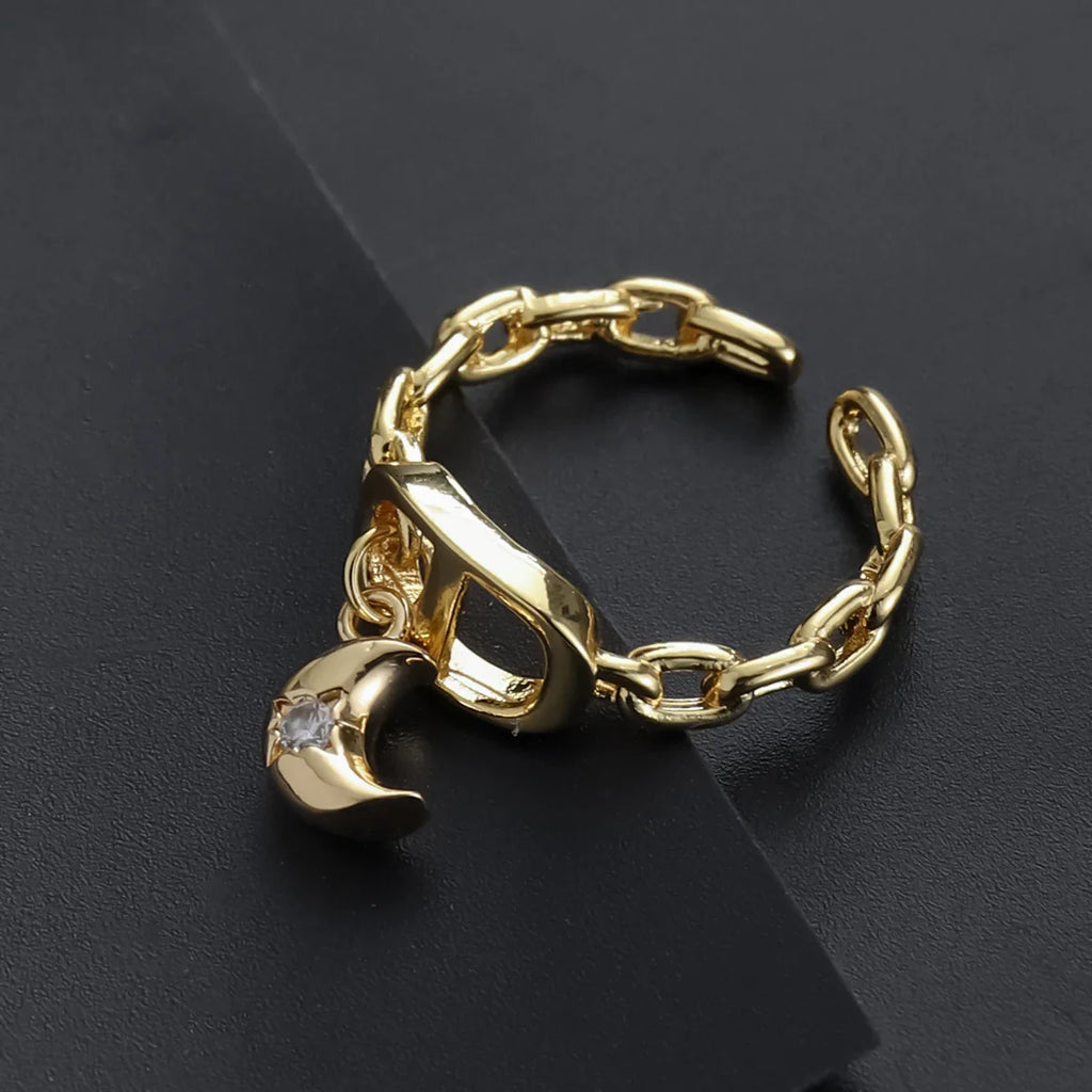 Star Diamond Letter Cd Ring Niche Design Pendant Trendyy Daily Versatile Women's Ring New Open Adjustable Ring