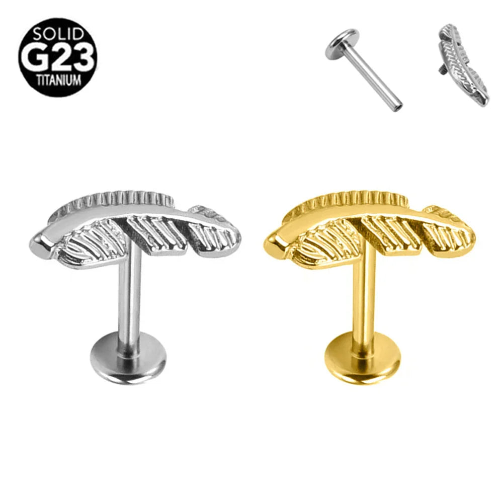 G23 Titanium Snake Bee Feather Labret Piercing 16G Internal Thread Earring Stud Cartilage Helix Body Jewelry